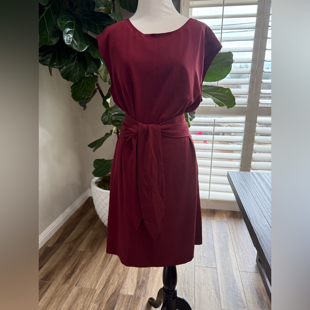 Burgundy front tie sress